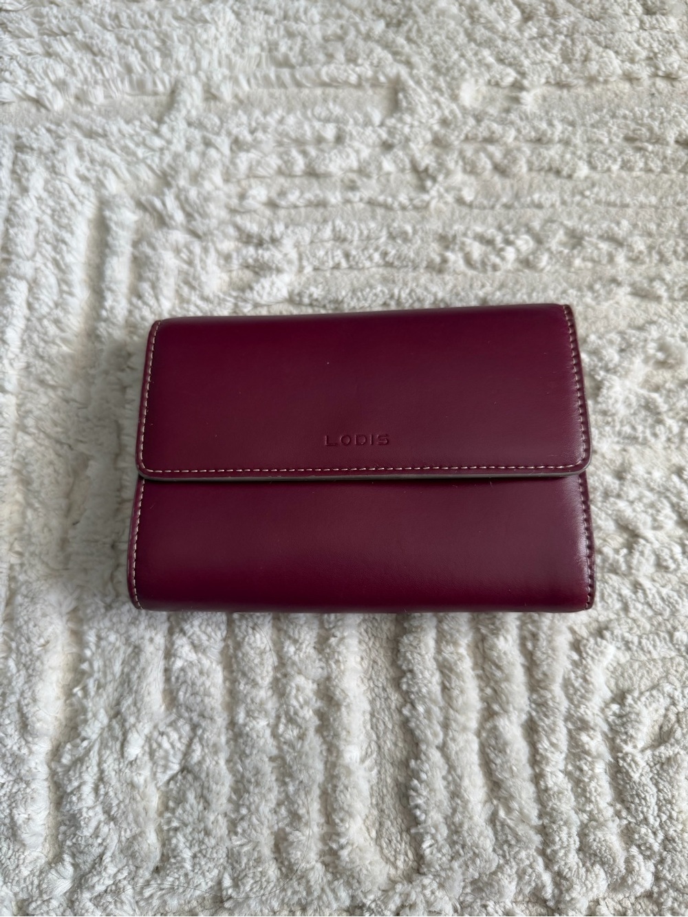 Lodis Burgundy Leather Trifold Wallet